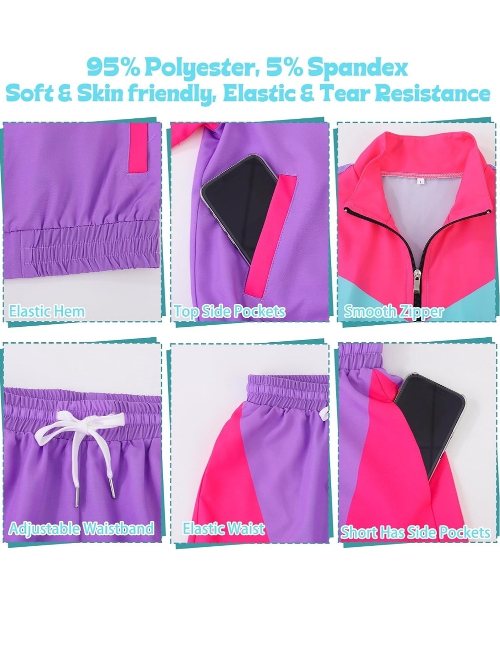 Vibrant Colorblock Active Set - Pink, Purple & Teal - Picture 3 of 3